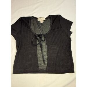 VTG‎ Y2K Charlotte Russe Black Tie-front Top Cardigan Medium Grunge Knitted